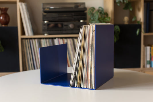 Metalowy stojak na płyty winylowe, czasopisma, albumy