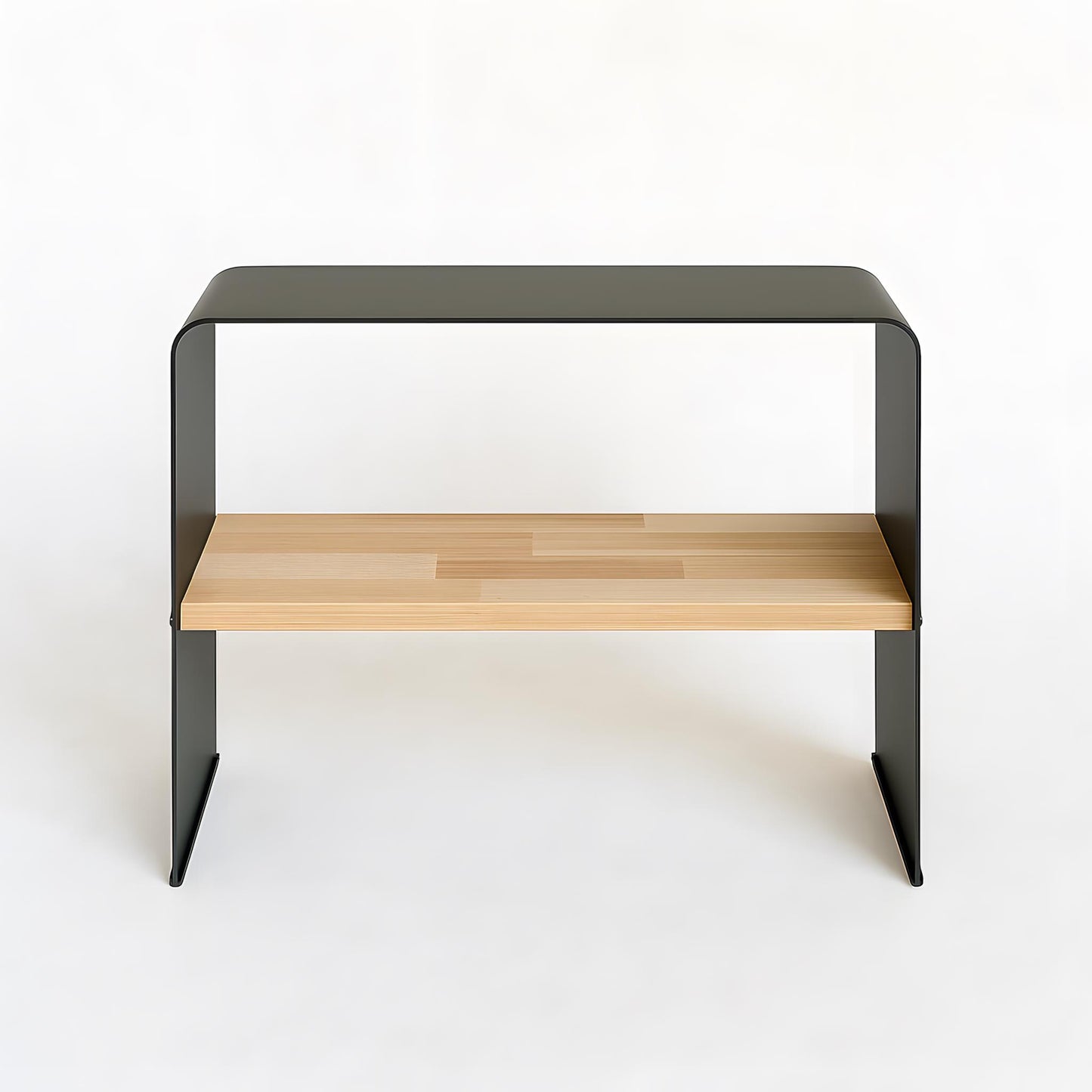 czarna metalowa ławka na buty